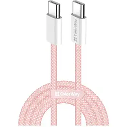 Дата кабель USB-C to USB-C 1.0m 60W 3.0А pink ColorWay (CW-CBPDCC061-P)