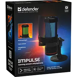 Ігровий стрім мікрофон Defender Impulse GMC 400 USB RGB 2.0 м (64240) - мініатюра 3