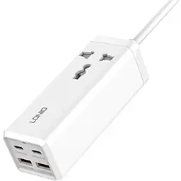 Мережевий зарядний пристрій подовжувач LDNIO SC1418 2 USB/2 Type-C QC PD 1 розетка 2m білий