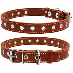 Нашийник для собак Collar, шкіряний, безрозмірний, 60х2,5 см, коричневий - мініатюра 4