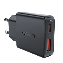 Зарядний пристрій Acefast A69 USB/ Type-C QC PD 30W GaN чорний