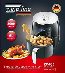 Аеро фритюрниця Zepline ZP-085 повітряна безмасляна 3000 Вт 6л Сріблястий - мініатюра 7