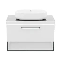 Тумба з умивальником Imprese Black Edge 90 см біла f32119W - мініатюра 2