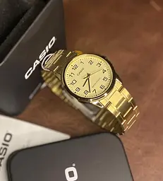 Наручні годинники чоловічі позолочені кварцові японські оригінал Casio MTP-V001G-9BUDF (модуль №5361) - мініатюра 3