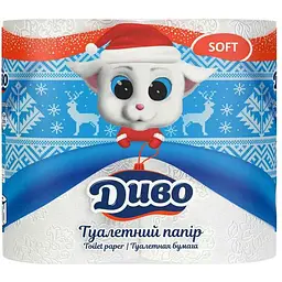 Туалетний папір ДИВО 2 шари 4шт\уп на гільзі білий SOFT