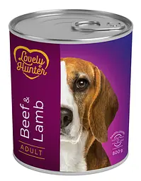 Вологий корм для дорослих собак з яловичиною та ягням Lovely Hunter Adult Beef and Lamb 800 г