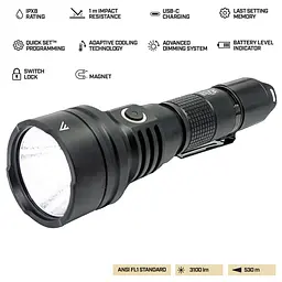 Ліхтар Mactronic Black Eye X31 (3100 Lm) Programmable Rechargeable Type-C (THH0081) - мініатюра 2