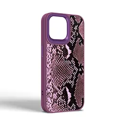 Кожаный чехол для Apple iPhone 14 Pro Max, Harder Genuine Snake, фиолетовый, термополиуретан ТПУ + экокожа с имитацией змеиной кожи, панель, защита корпуса, противоударный, микрофибра, рамка вокруг камеры, защита всего корпуса, (ARM76791) - мініатюра 2