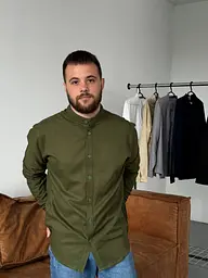 Сорочка чоловіча з льону 31347 XXL хакі - мініатюра 6