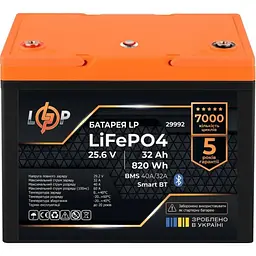 Акумулятор LogicPower LiFePO4 25,6V - 32 Ah (820Wh) (BMS 40A/32А) пластик Smart BT