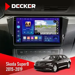 Штатна магнітола Skoda SuperB 2015-2019 Decker D10-009 4x64, DSP, 4G, 2k Decker (НФ-00008400)