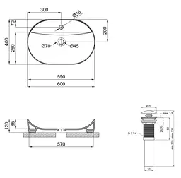Раковина накладная Qtap Scorpio 600x400x120 Matt Black с донным клапаном QT142203MBMBN48469 - мініатюра 7