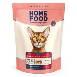 Гіпоалергенний беззерновий корм для котів Home Food з качкою та грушею 1,6кг
