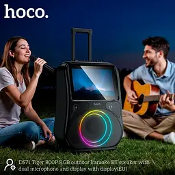 Акустика-караоке HOCO RGB outdoor karaoke BT дисплей з двома мікрофоном і дисплеєм 800p DS71 60W - мініатюра 3
