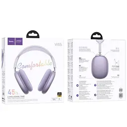 Бездротові накладні навушники Hoco W65, BT5.4, AUX, 400mAh, 45h, purple - мініатюра 4