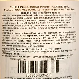 Вино ігристе Paololeo RosaRose Negroamaro Brut Spumante Rose рожеве брют 0.75 л - мініатюра 4