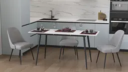 Стіл кухонний розкладний Данді на конусних ногах Ferrum-decor 75x120(160)x70 Чорний метал ДСП Білий 16 мм (FRD-106783)