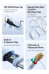 Кабель Baseus Silky Series Cable Type-C to Type-C 100W 1m P10377704113-00 Black - мініатюра 7