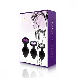 Rianne S: Booty Plug Set набір анальних пробок з кристалом, діаметр 2,7см, 3,5см, 4,1см, чорний - мініатюра 7