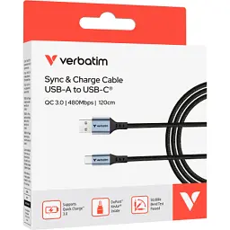 Дата кабель USB 2.0 AM to USB-C 1.2m black Verbatim (31843) - мініатюра 4