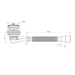 Сифон для душового піддону Waterstal SE 3860 низький з гофрою 1 1/2″ 32×32/40/50 000017414 - мініатюра 2
