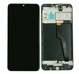 Дисплей (LCD) Samsung A105F Galaxy A10 INCELL із сенсором чорний + рамка