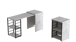 Стіл-тумба трансформер Смарт 2/2 Ferrum-decor 750x1450x600 Чорний метал ДСП Бетон 16 мм (FRD-105108) - мініатюра 5