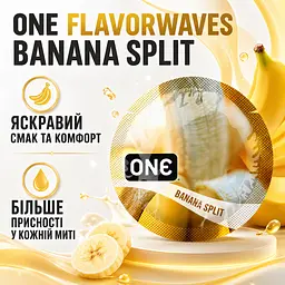 Презервативи ONE FlavorWaves Banana Split 20 ШТ, ароматизовані гладкі латексні зі смаком банана, кольорові, змащені - мініатюра 5