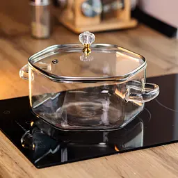 Каструля скляна Yiwu Diamond Crystal HP-34-40 2.5 л з кришталевою ручкою прозора боросилікатне скло - мініатюра 2