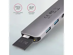 Мультипортовий адаптер AXAGON SuperSpeed Combo 5in1 Grey (HMC-5) - мініатюра 2