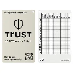 Мнемонічний планшет Lapua Seed phrase keeper for Trust Wallet (LSPKTW)