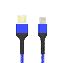 Кабель Aspor A179 Nylon LED USB – Lightning (2.4A/1м)- темно-синій