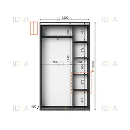 Шафа-купе Idea серія 5 120 x 45 x 210 см Антрацит - мініатюра 2