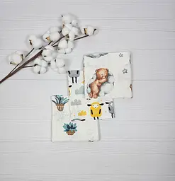 Набір з 3 муслинових серветок a.l.babybox Теді на хмаринці кактуси баранчики Різнокольорові