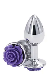 Анальна пробка Ns Novelties Rose Buttplug S, 6,3х2,7 см, срібляста з фіолетовим