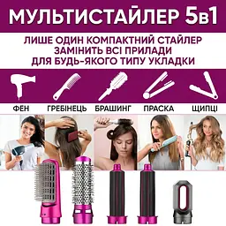 Стайлер для волосся з насадками 5 в 1 у шкіряному кейсі Мультистайлер автоматичний для укладання та завивання - мініатюра 4