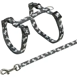 Шлея з повідцем для котів Trixie Skull нейлон 27-46х1х120 см 1 наб., в асортименті - мініатюра 2