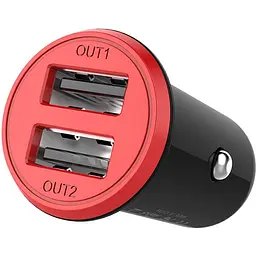 Автомобільний зарядний пристрій ColorWay 2USB AUTO ID 3.4A 17W Red Black - мініатюра 2