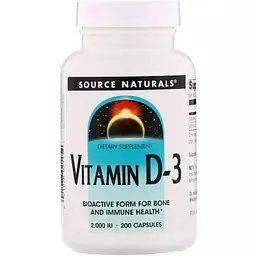 Вітаміни та мінерали Source Naturals Vitamin D3 2000 IU 200 капсул