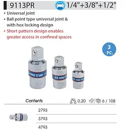 Набір карданів 3 од 1/4"+3/8"+1/2" - мініатюра 2