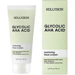 Відновлювальний крем для обличчя Hollyskin Glycolic AHA Acid Face Cream з гліколевою кислотою, 50 мл
