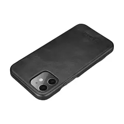 Чохол iCarer Curved Edge Vintage Folio Genuine Leather Cover для iPhone 12 Pro Max Sort - мініатюра 3