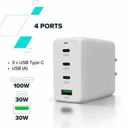 Зарядний пристрій Canyon CU100ACC GaN 100W 3xPD 1xQC EU White (CNS-CUW100ACC) - мініатюра 7