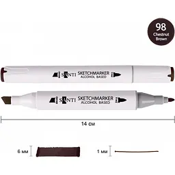 Набір спиртових маркерів Santi Professional SA-98 каштановий коричневий 6 шт. (390844) - мініатюра 2