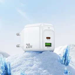 Мережевий зарядний пристрій Hoco CS54A Surplus PD20W+QC3.0 White (6942007631518) [173056] - мініатюра 8