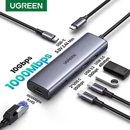 Мультипортовий адаптер хаб - док-станція Ugreen CM512 (UGR-45320) 6-в-1 - мініатюра 3