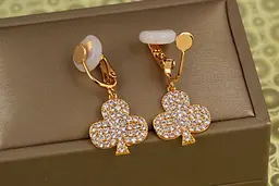 Сережки кліпси Xuping Jewelry дама треф 3,3 см золотисті - мініатюра 2