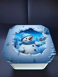 Новорічна коробка Подарункова коробка квадратна (ХДФ) 19x19x10 см. №18 - мініатюра 7