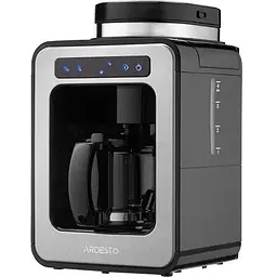 Кавоварка Ardesto FCM-DG064, Black/Inox, 600W, крапельна, резервуар 0.5л, зерно + мелена, дисплей