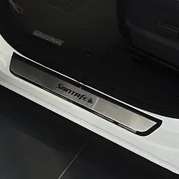 Накладки на пороги для Hyundai Santa Fe 2012-2018 Нержавіюча сталь із загином та Логотипом 4 шт (Premium P-HY20) - мініатюра 3